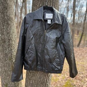 Covington Black Leather Bomber Jacket